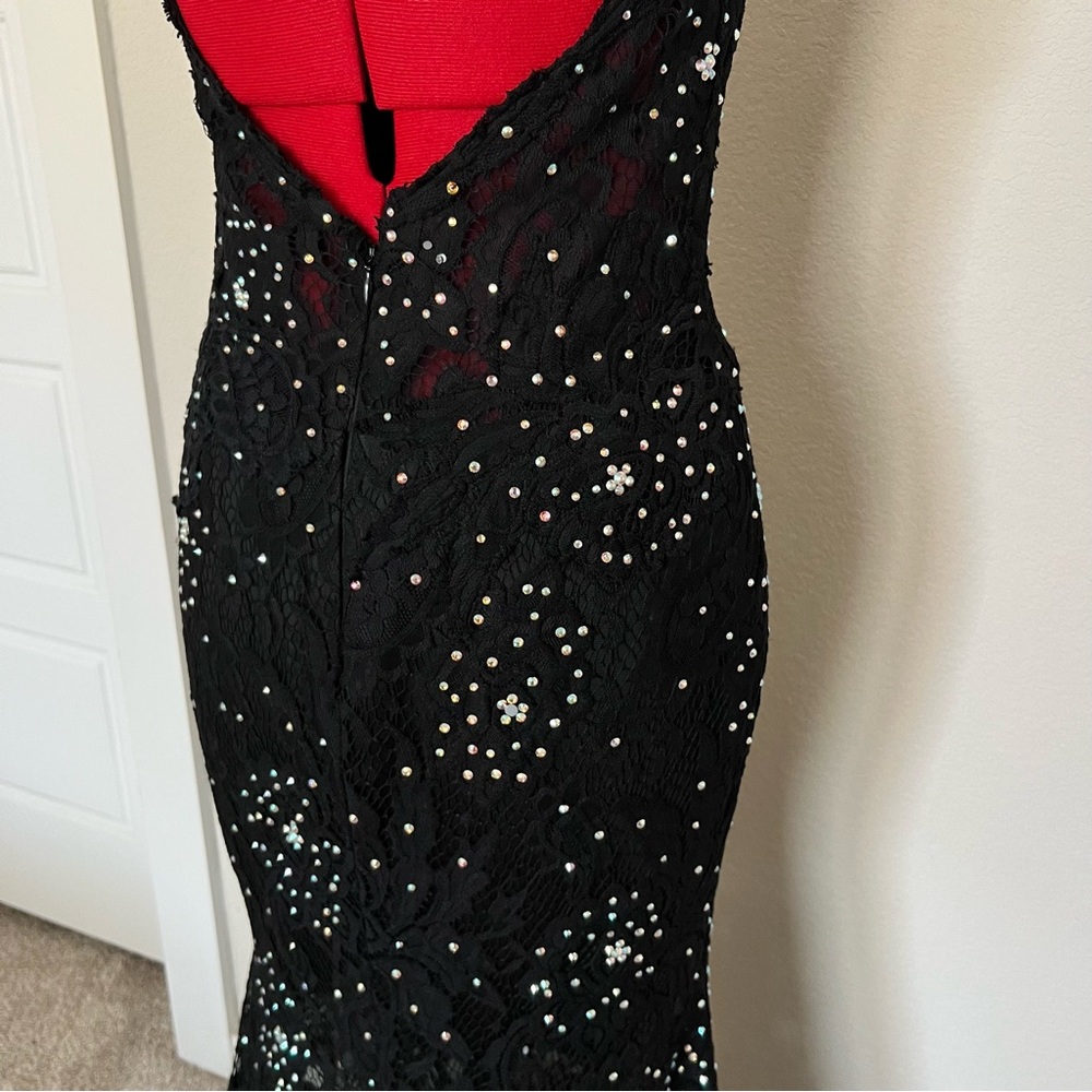 Camille La Vie Black Mermaid Jeweled/Sequin Floral Lace Formal Gown US 8 😍 - Picture 7 of 16